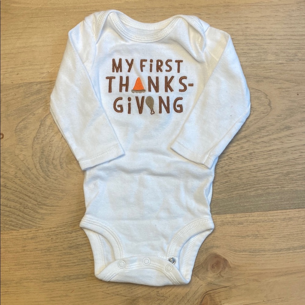 White Thanksgiving Baby Onesie